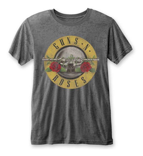 Guns N' Roses: Classic Logo (Burnout) - Charcoal Grey T-Shirt