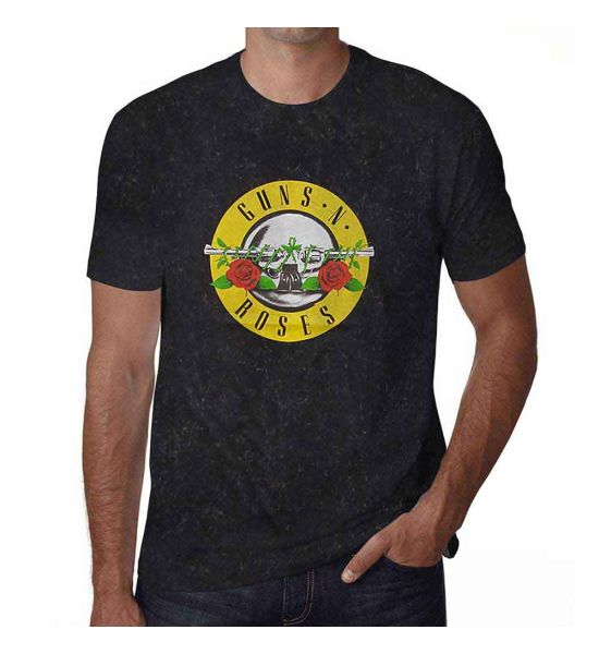 Guns N' Roses: Classic Logo (Snow Wash, Dye Wash) - Black T-Shirt