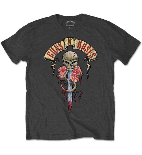 Guns N' Roses: Dripping Dagger - Charcoal Grey T-Shirt