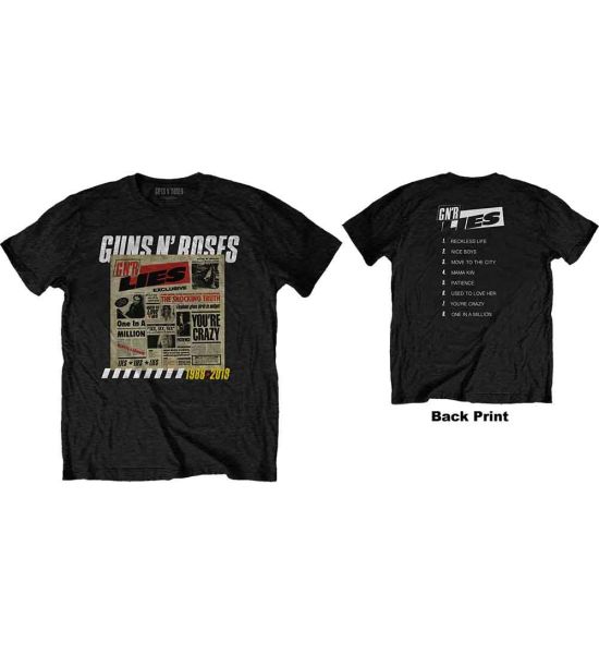 Guns N' Roses: Lies Track List (Back Print) - Black T-Shirt