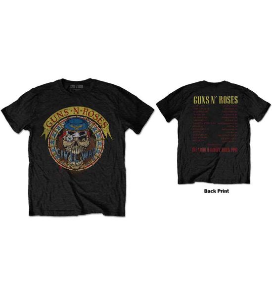 Guns N' Roses: Skull Circle (Back Print) - Black T-Shirt