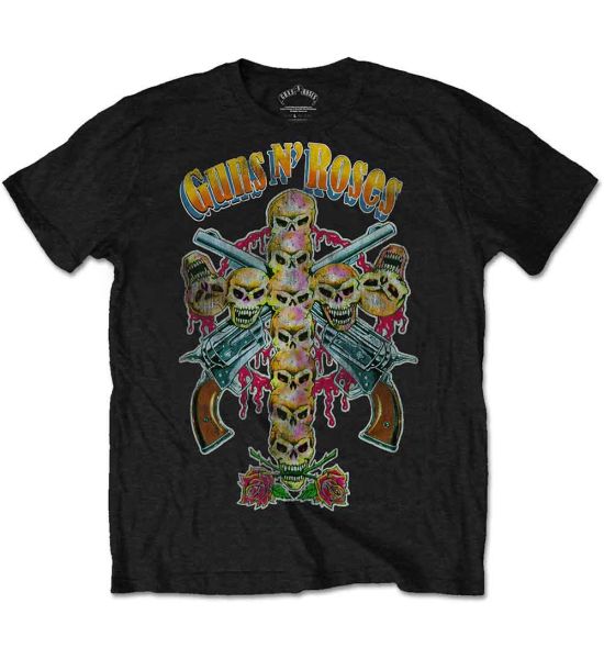 Guns N' Roses: Skull Cross 80s - Black T-Shirt