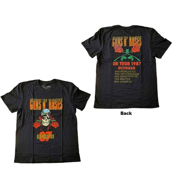 Guns N' Roses: UK Tour '87 (Back Print) - Black T-Shirt