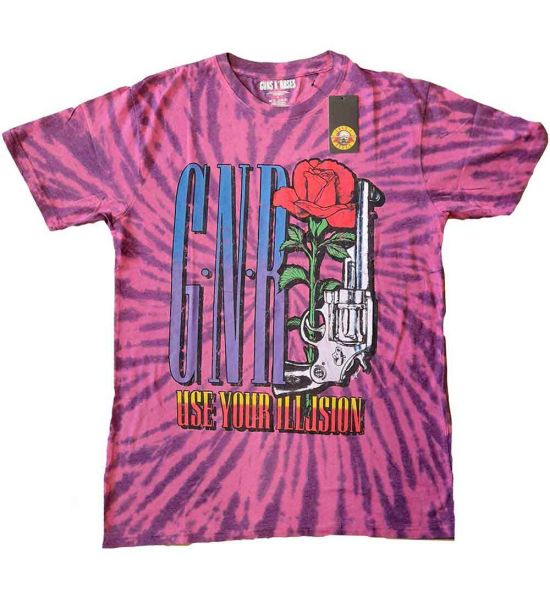 Guns N' Roses: UYI Pistol (Dip Dye, Dye Wash) - Purple T-Shirt