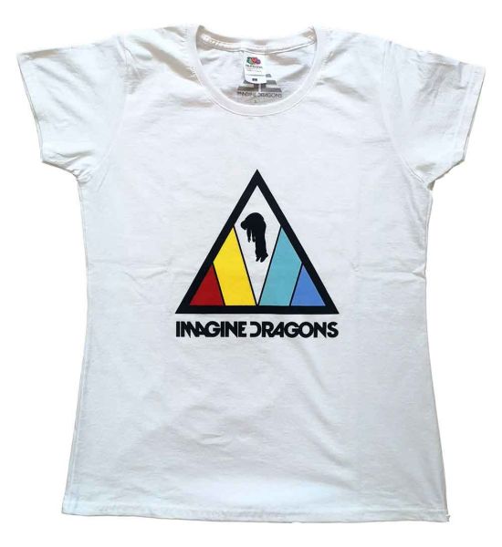 Imagine Dragons: Triangle Logo - Ladies White T-Shirt