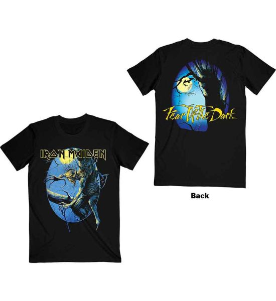 Iron Maiden: Fear of the Dark Oval Eddie Moon (Back Print) - Black T-Shirt