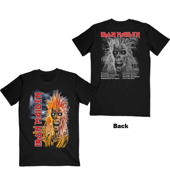 Iron Maiden: First Album Track list V.3. (Back Print) - Black T-Shirt