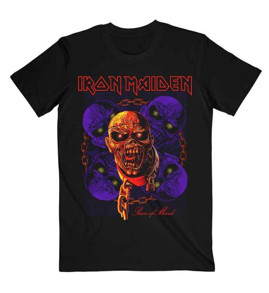 Iron Maiden: Piece of Mind Multi Head Eddie - Black T-Shirt