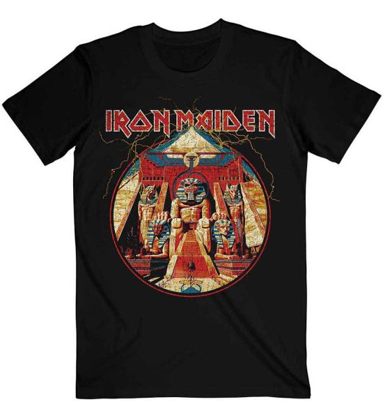 Iron Maiden: Powerslave Lightning Circle - Black T-Shirt