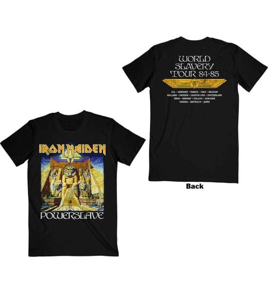 Iron Maiden: Powerslave World Slavery Tour (Back Print) - Black T-Shirt