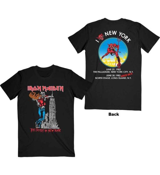 Iron Maiden: The Beast In New York (Back Print) - Black T-Shirt