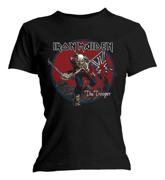 Iron Maiden: Trooper Red Sky - Ladies Black T-Shirt