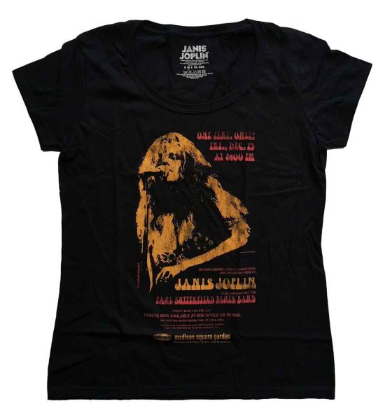 Janis Joplin: Madison Square Garden (Soft Hand Inks) - Ladies Black T-Shirt