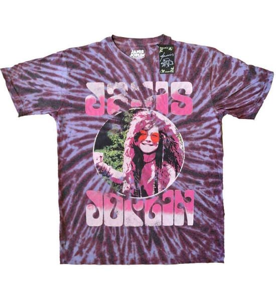 Janis Joplin: Pink Shades (Dip Dye, Dye Wash) - Purple T-Shirt