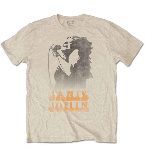 Janis Joplin: Working The Mic - Sand T-Shirt