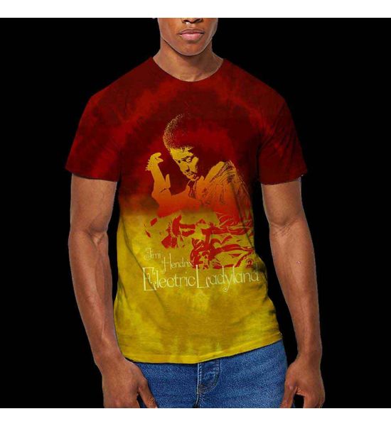 Jimi Hendrix: Electric Ladyland (Dip Dye, Dye Wash) - Red T-Shirt