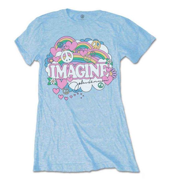 John Lennon: Rainbows, Love & Peace - Ladies Light Blue T-Shirt