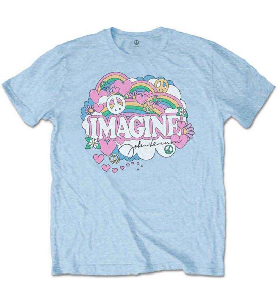 John Lennon: Rainbows, Love & Peace - Light Blue T-Shirt