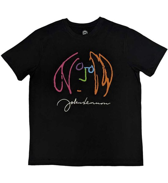 John Lennon: Self Portrait Full Colour - Black T-Shirt