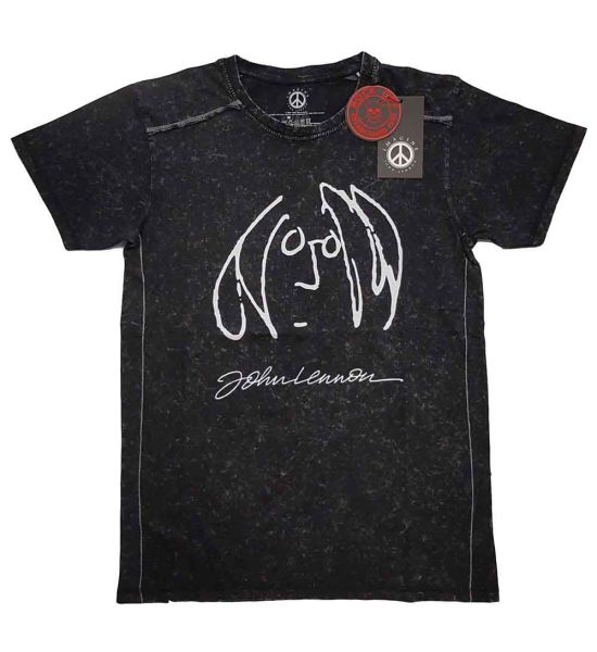 John Lennon: Self Portrait (Snow Wash, Dye Wash) - Black T-Shirt