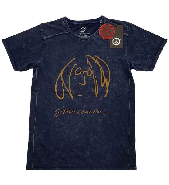 John Lennon: Self Portrait (Snow Wash, Dye Wash) - Navy Blue T-Shirt