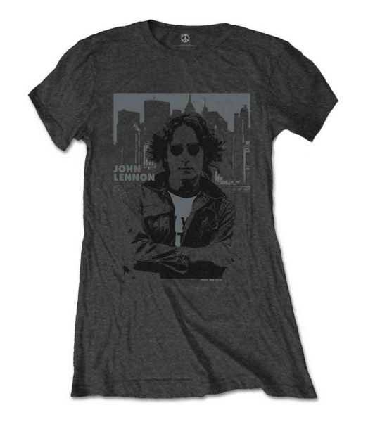 John Lennon: Skyline - Ladies Charcoal Grey T-Shirt