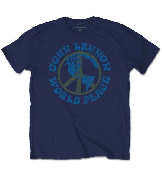 John Lennon: World Peace - Navy Blue T-Shirt