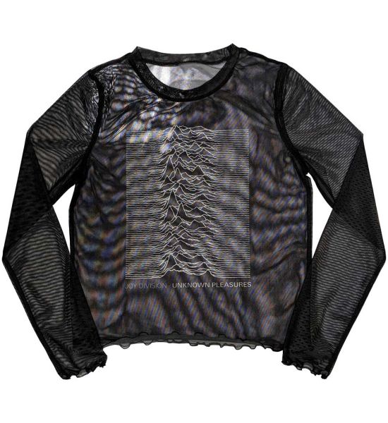 Joy Division: Unknown Pleasures (Mesh, Sublimation Print) - Black Ladies Long Sleeve T-Shirt