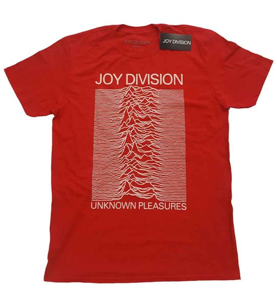 Joy Division: Unknown Pleasures White On Red - Red T-Shirt