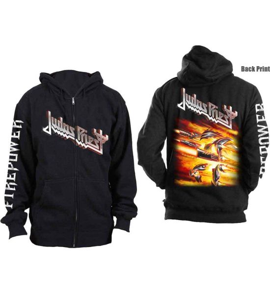 Judas Priest: Firepower (Back Print) - Black Zip-up Hoodie