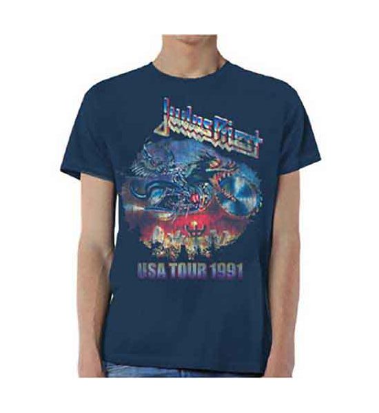 Judas Priest: Painkiller US Tour 91 - Navy Blue T-Shirt