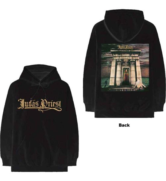 Judas Priest: Sin After Sin Logo & Album Cover (Back Print) - Black Pullover Hoodie