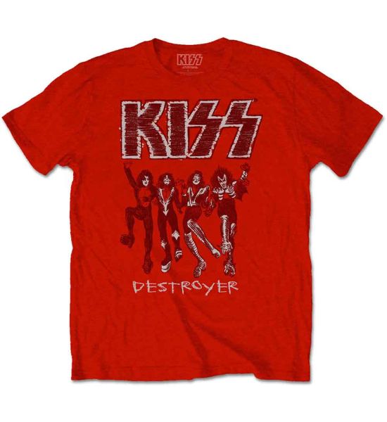 KISS: Destroyer Sketch - Red T-Shirt