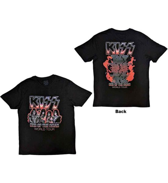 KISS: End Of The Road Tour Red (Back Print) - Black T-Shirt