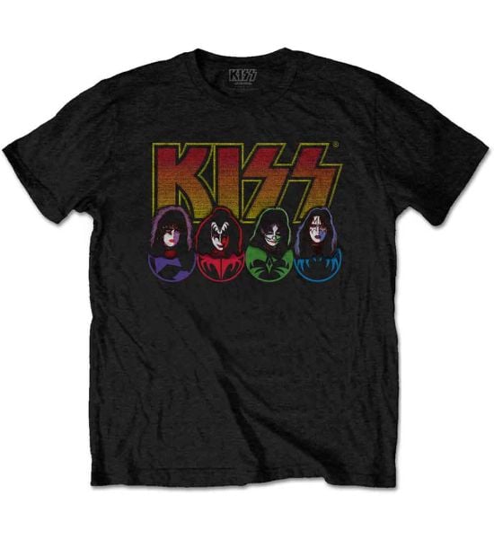 KISS: Logo, Faces & Icons - Black T-Shirt