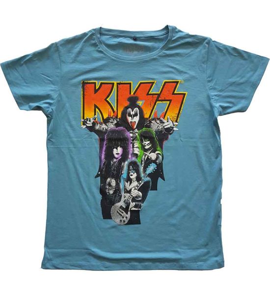 KISS: Neon Band - Blue T-Shirt