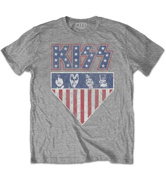 KISS: Stars And Stripes - Grey T-Shirt