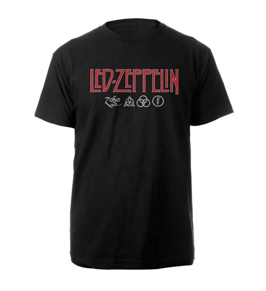 Led Zeppelin: Logo & Symbols - Black T-Shirt