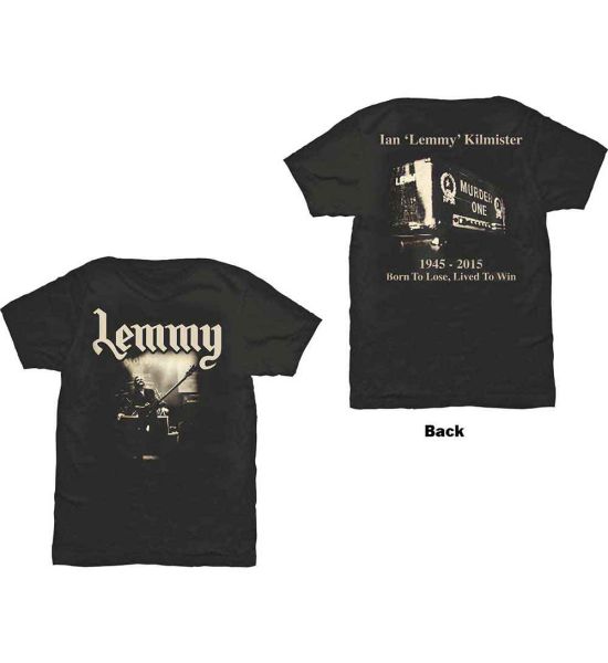 Lemmy: Lived to Win (Back Print) - Black T-Shirt