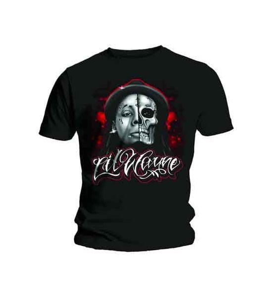 Lil Wayne: Skull Sketch - Black T-Shirt