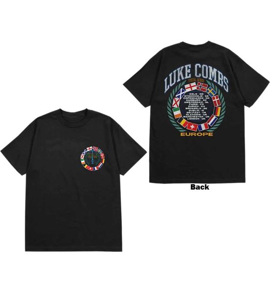 Luke Combs: Tour '23 Flag (Back Print) - Black T-Shirt