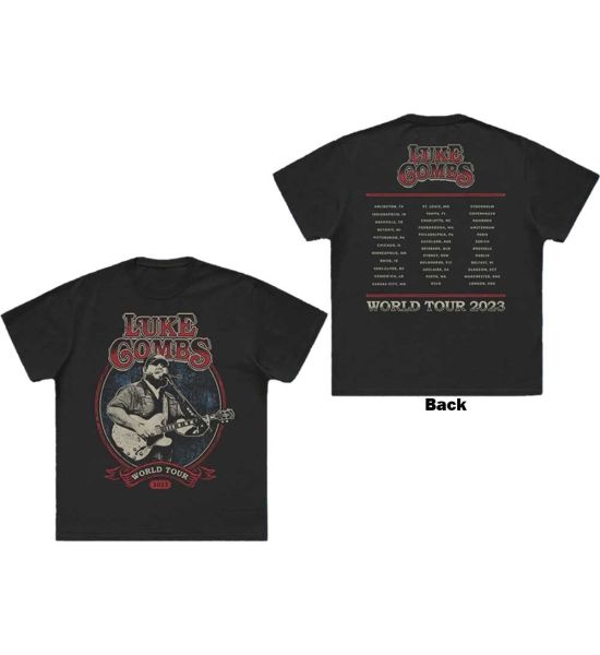 Luke Combs: Tour '23 Guitar Photo (Back Print) - Charcoal Grey T-Shirt