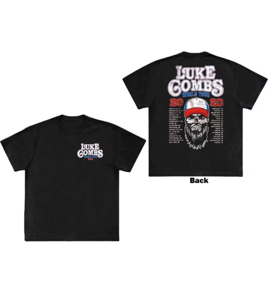 Luke Combs: Tour '23 Skull (Back Print) - Black T-Shirt