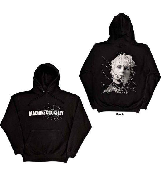 Machine Gun Kelly: Cracked Glass (Back Print) - Black Pullover Hoodie