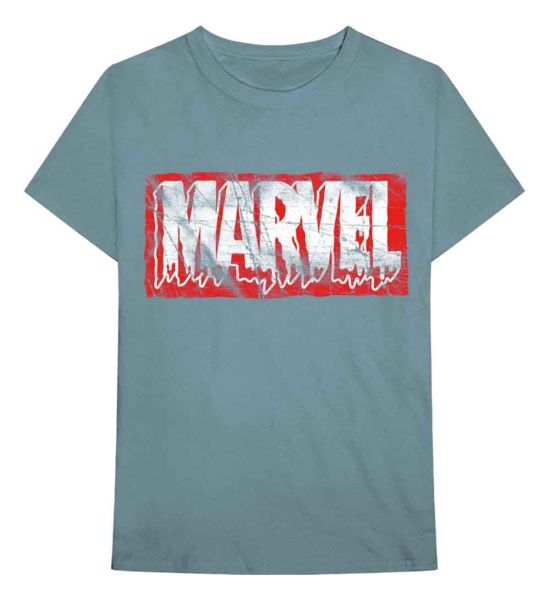 Marvel Comics: Distressed Dripping Logo - Blue T-Shirt