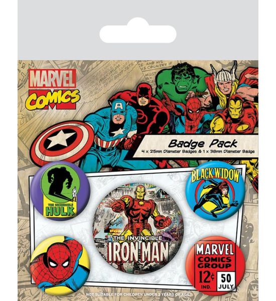 Marvel Comics: Iron Man Pin-Back Buttons 5-Pack Preorder