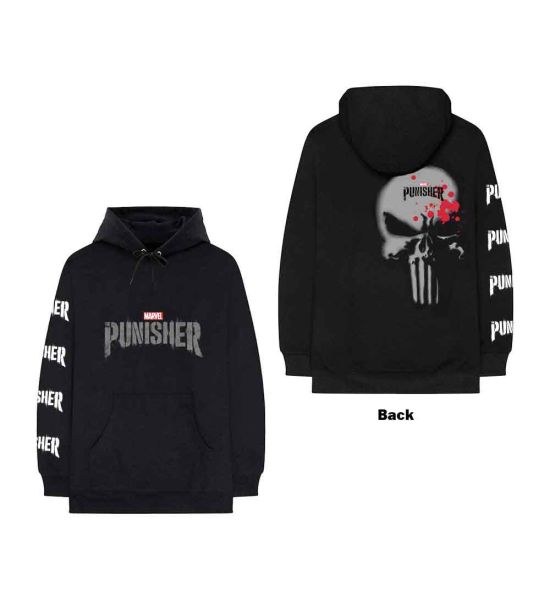 Marvel Comics: Punisher Stamp (Back Print, Sleeve Print) - Black Pullover Hoodie