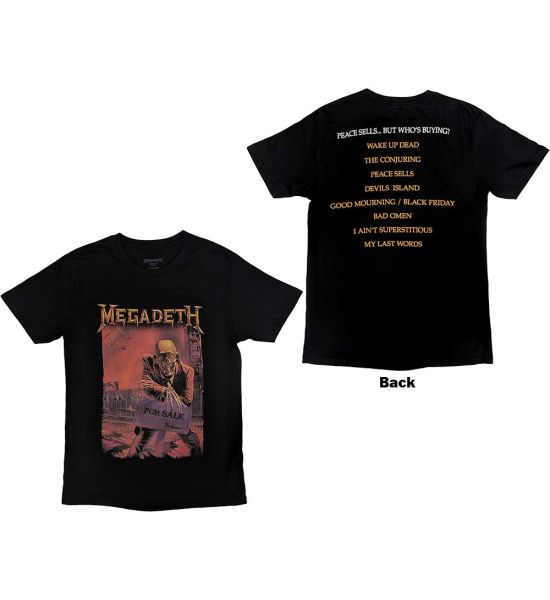 Megadeth: Peace Sells Album Cover (Back Print) - Black T-Shirt