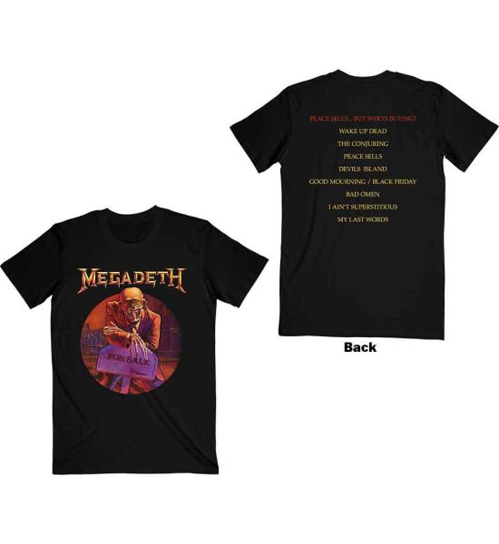 Megadeth: Peace Sells… Track list (Back Print) - Black T-Shirt