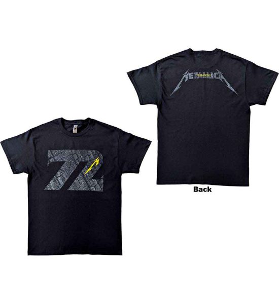 Metallica: 72 Seasons Charred Logo (Back Print) - Black T-Shirt